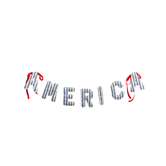 America Ticking Linen Puffy Banner