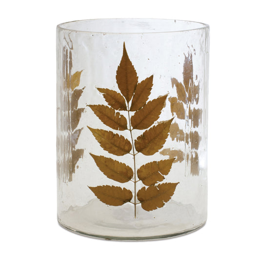 Pressed Leaf Glass Hurricane