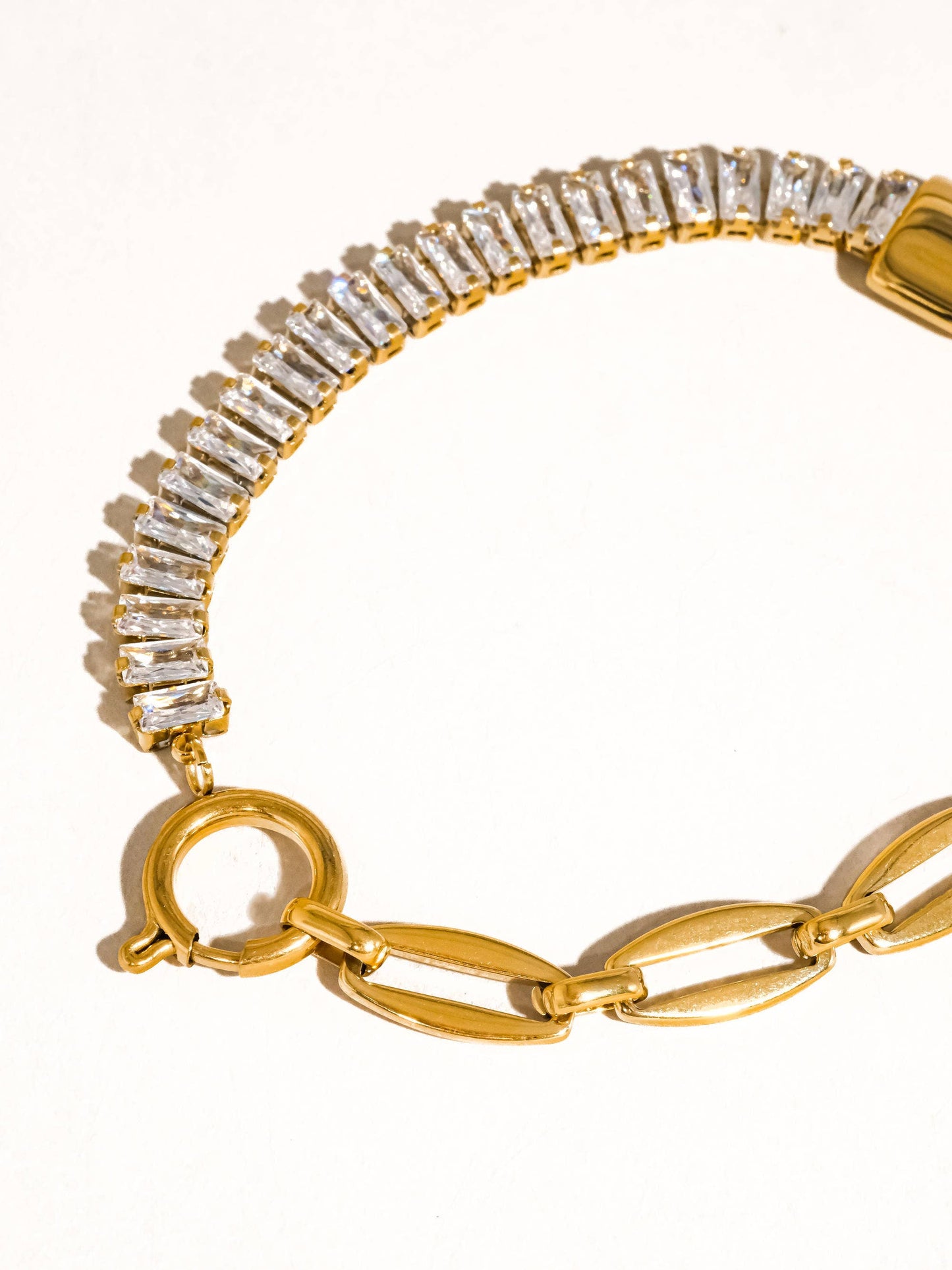 Benson Gold Non-Tarnish Rhinestone Chain Bracelet