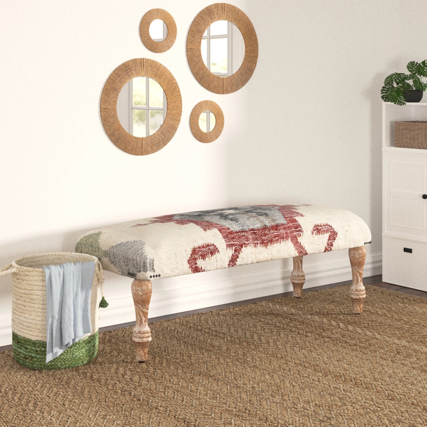 Rustic Upholstered Bench  (ONLINE EXCLUSIVE)