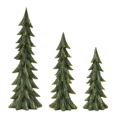 Green Gold-Tip Resin Trees