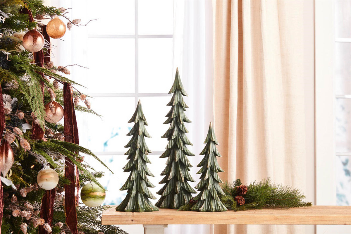 Green Gold-Tip Resin Trees