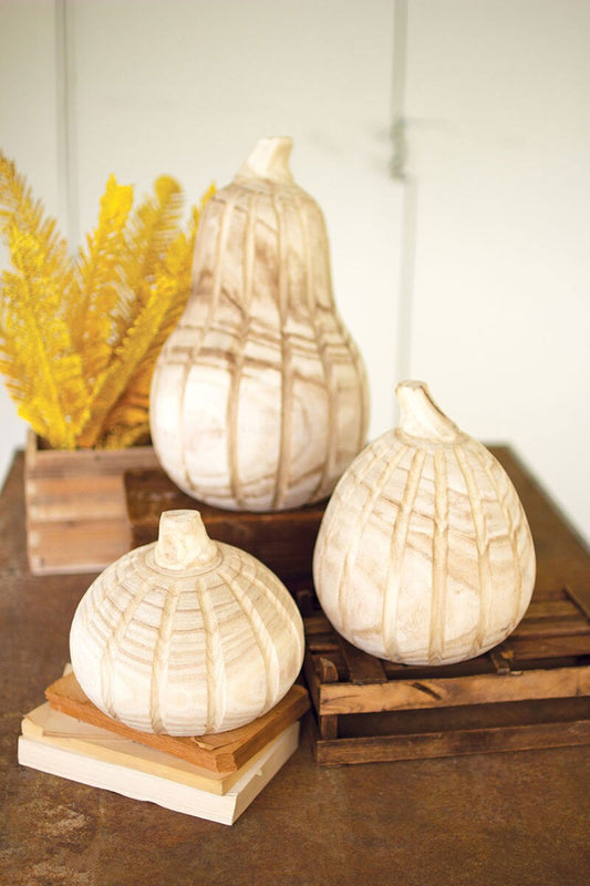 Carved Wood Pumpkins