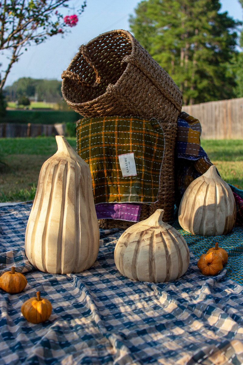 Carved Wood Pumpkins