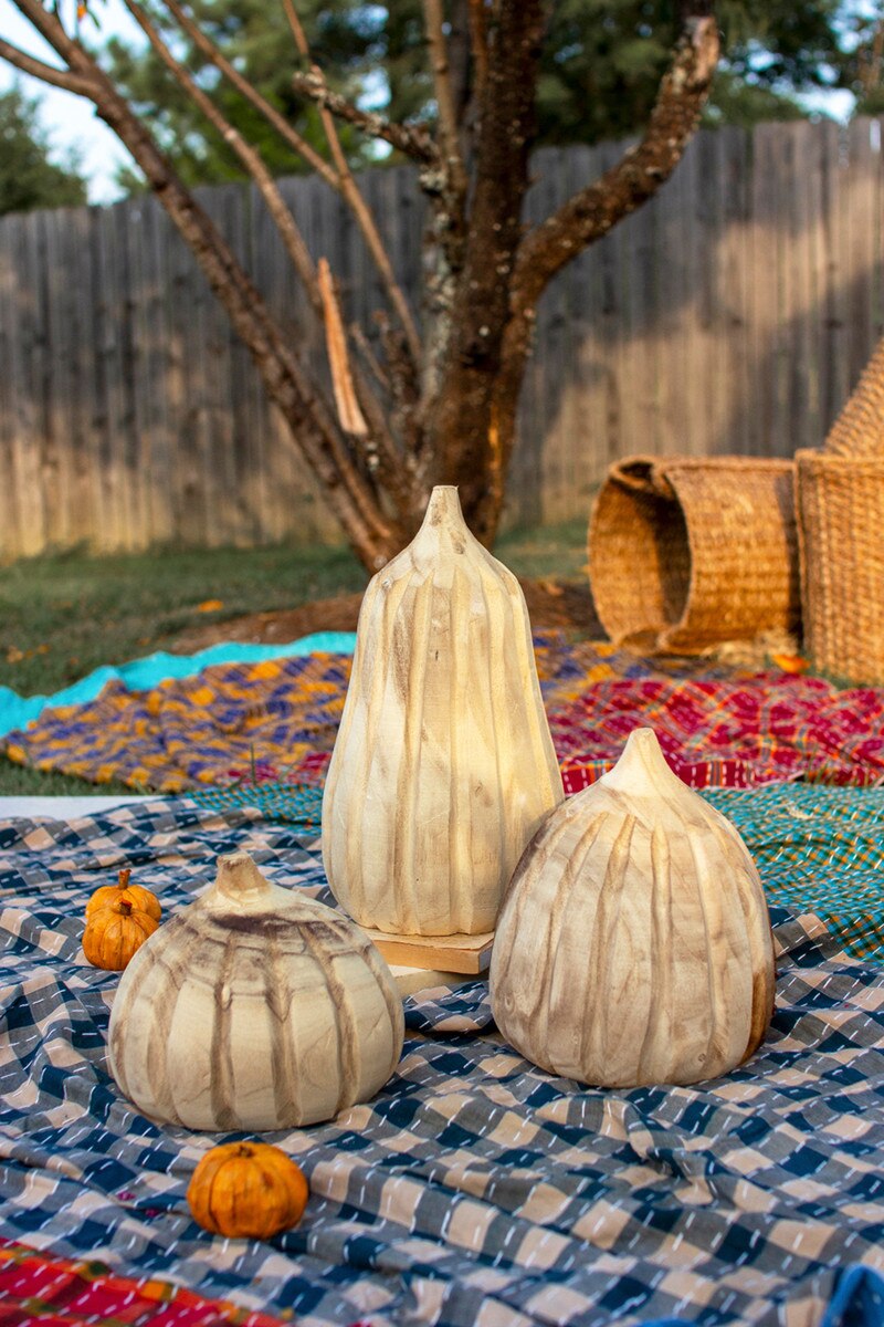Carved Wood Pumpkins