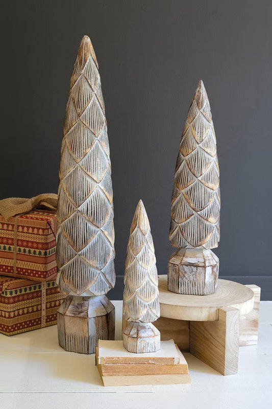 Antiqued Wood Carved Tree
