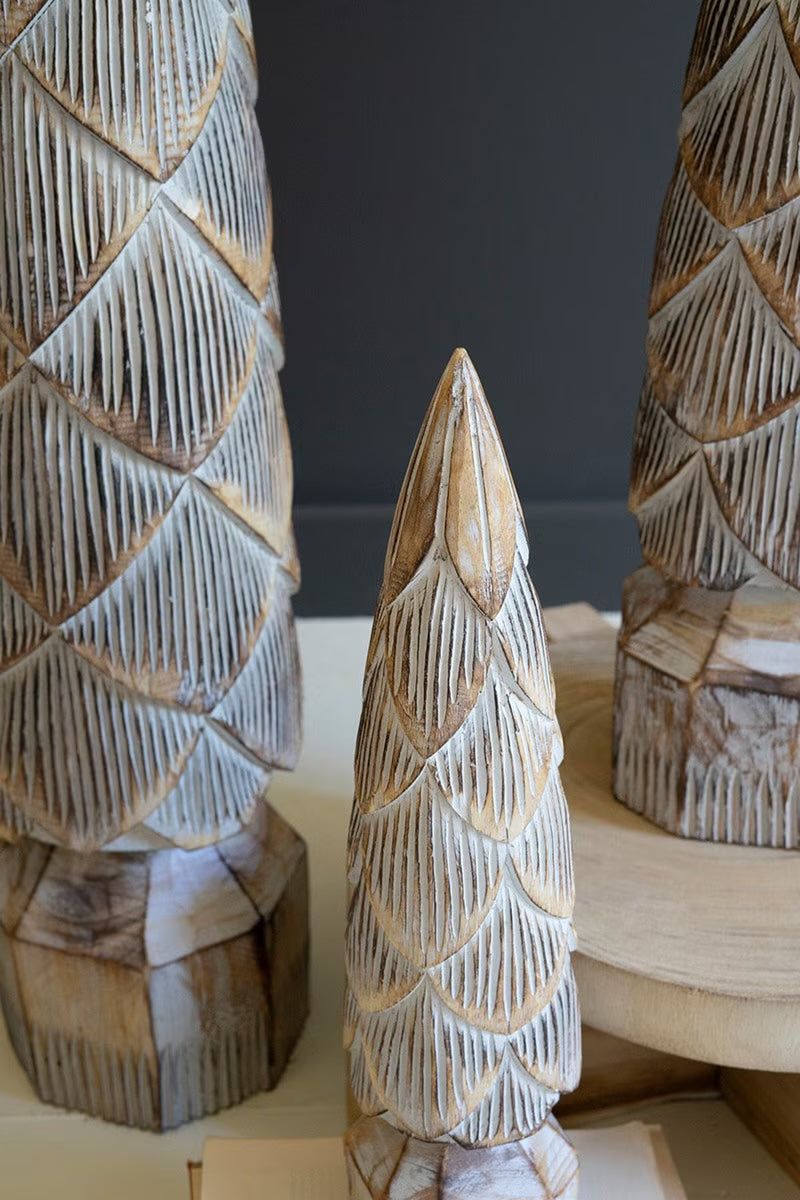 Antiqued Wood Carved Tree