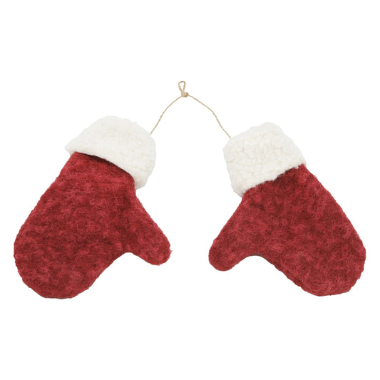 Set of 2 Red Mitten Ornaments