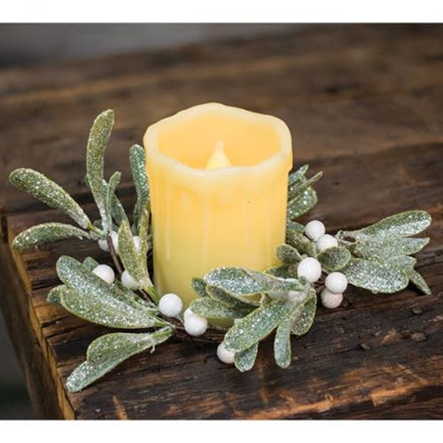 Frosted Mistletoe Candle Ring