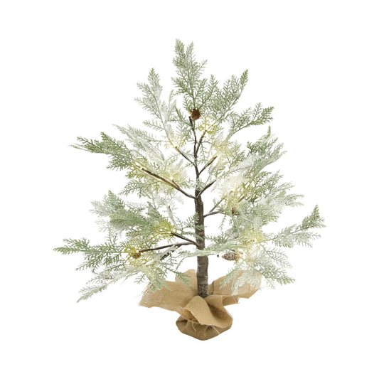 Small Lighted Flocked Cedar Tree