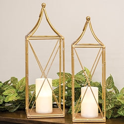 Distressed Gold Lanterns  - Set of 2 ONLINE EXCLUSIVE)