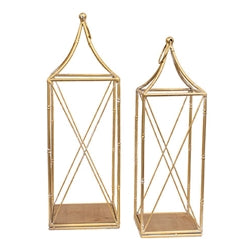 Distressed Gold Lanterns  - Set of 2 ONLINE EXCLUSIVE)