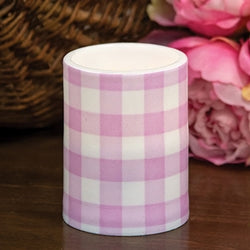 Gingham Pillar Battery Candle