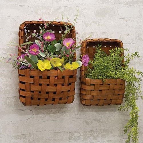 Brown Tobacco Wall Baskets, set of 2