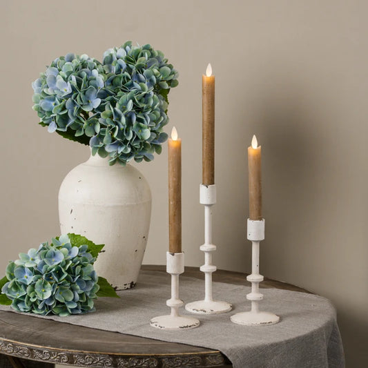 White Metal Candle Sticks - set of 3
