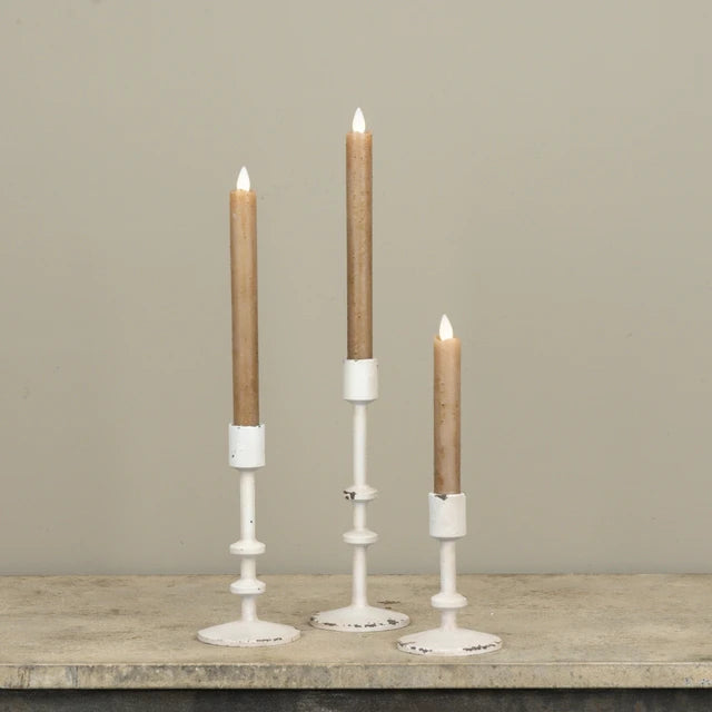 White Metal Candle Sticks - set of 3