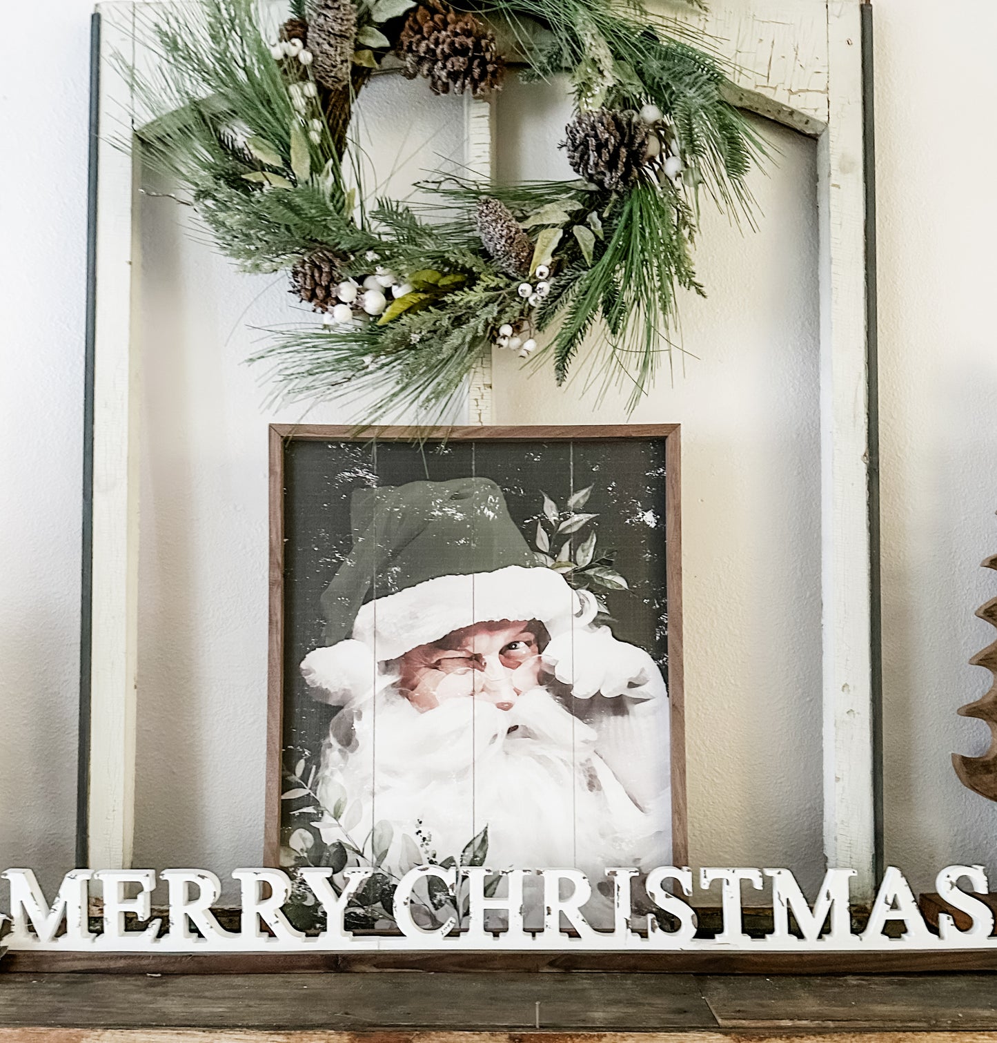 Green Winking Santa Framed Print