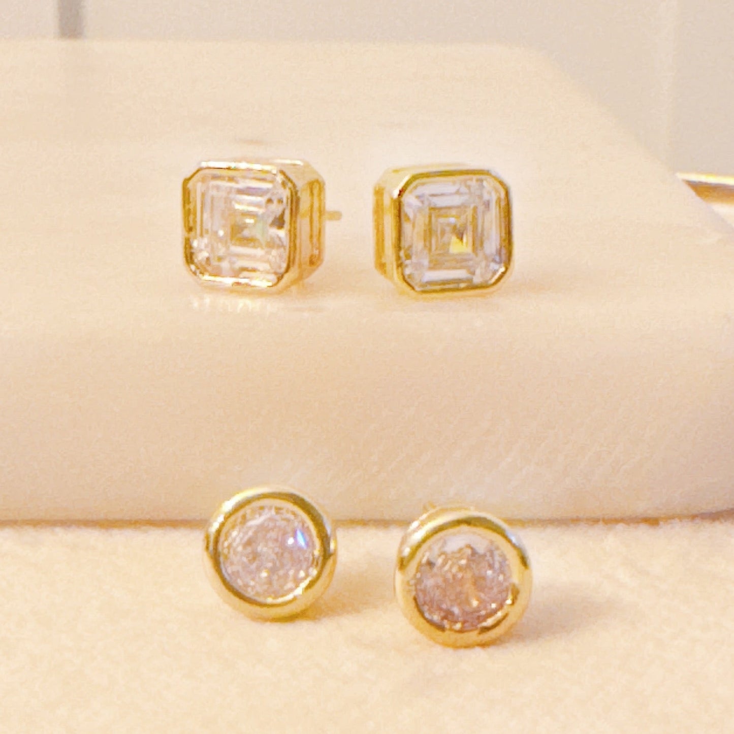 Bezel Stud Earrings Set (Online Exclusive)