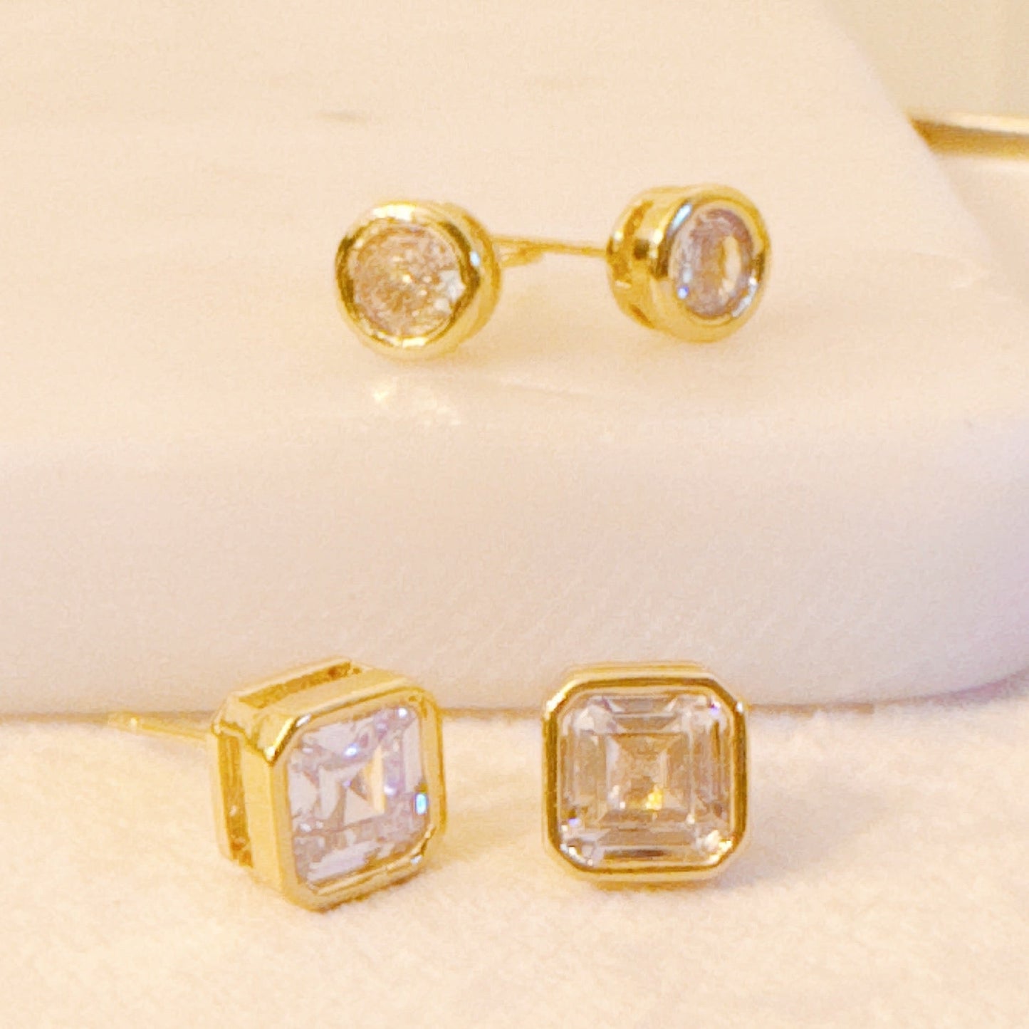 Bezel Stud Earrings Set (Online Exclusive)
