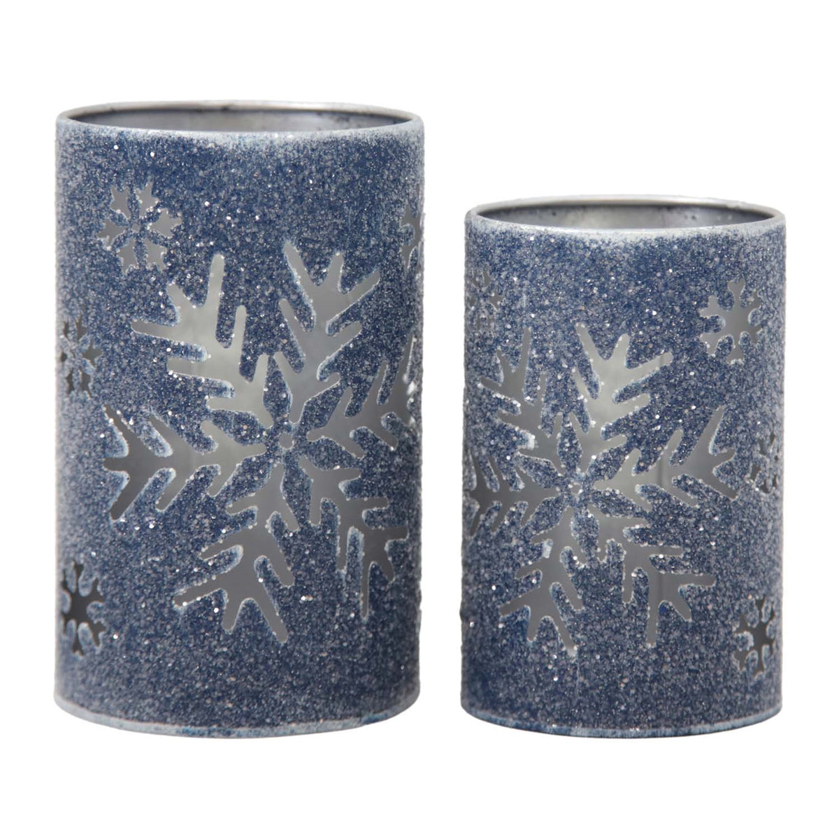 Set of 2 Midnight Blue Snowflake Cutout Buckets
