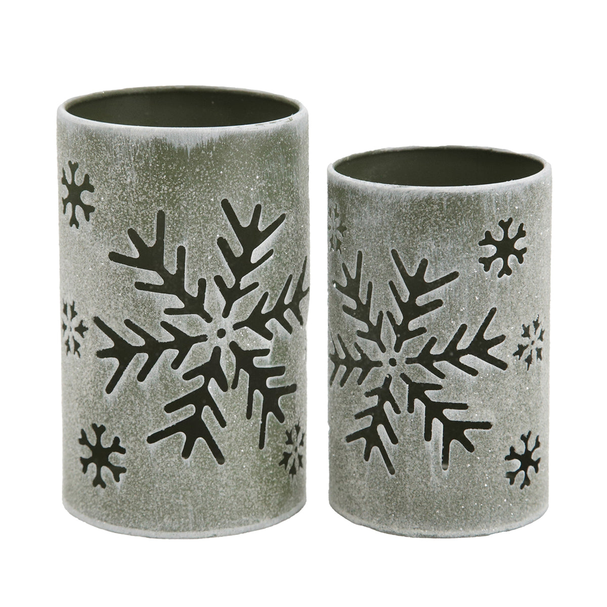 Set of 2 Green Snowflake Cutout Buckets