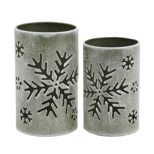 Set of 2 Green Snowflake Cutout Buckets