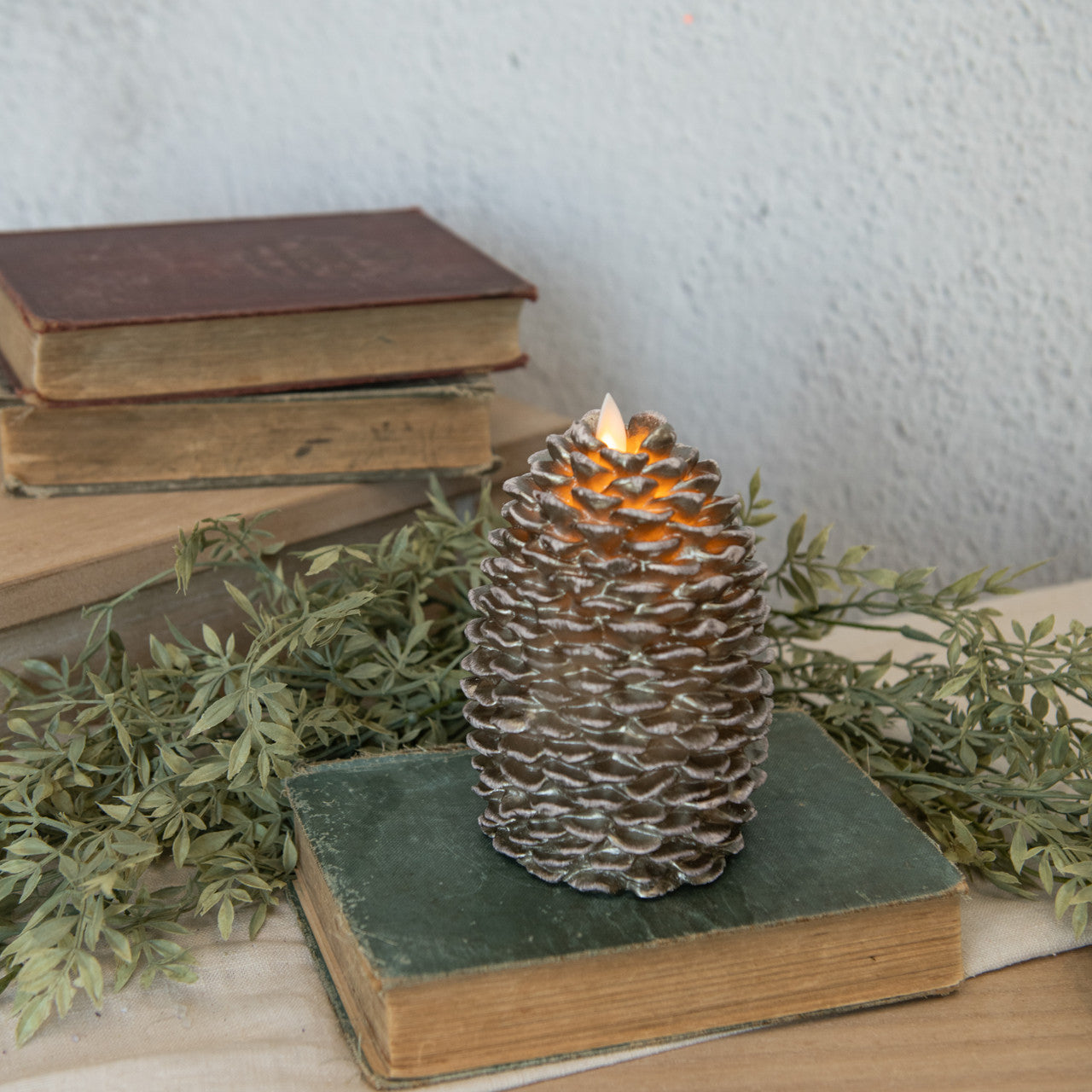 Battery Pinecone Candles - Brown