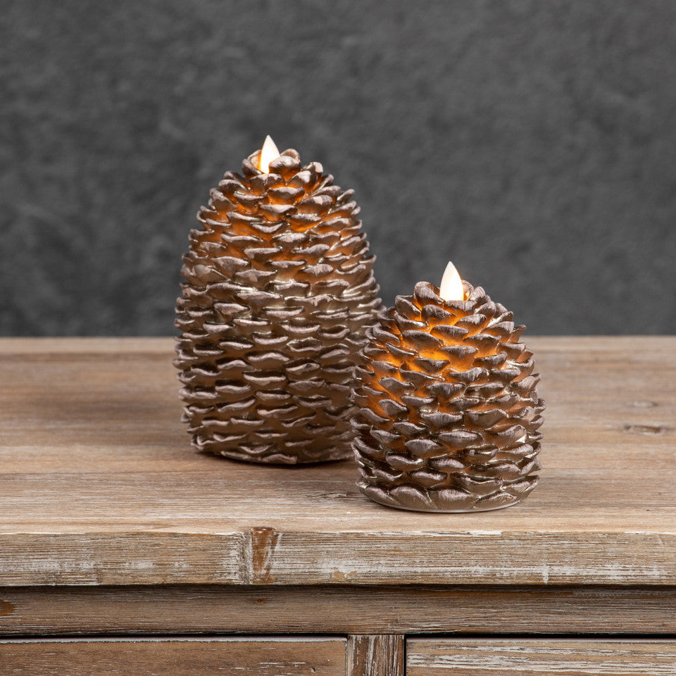 Battery Pinecone Candles - Brown