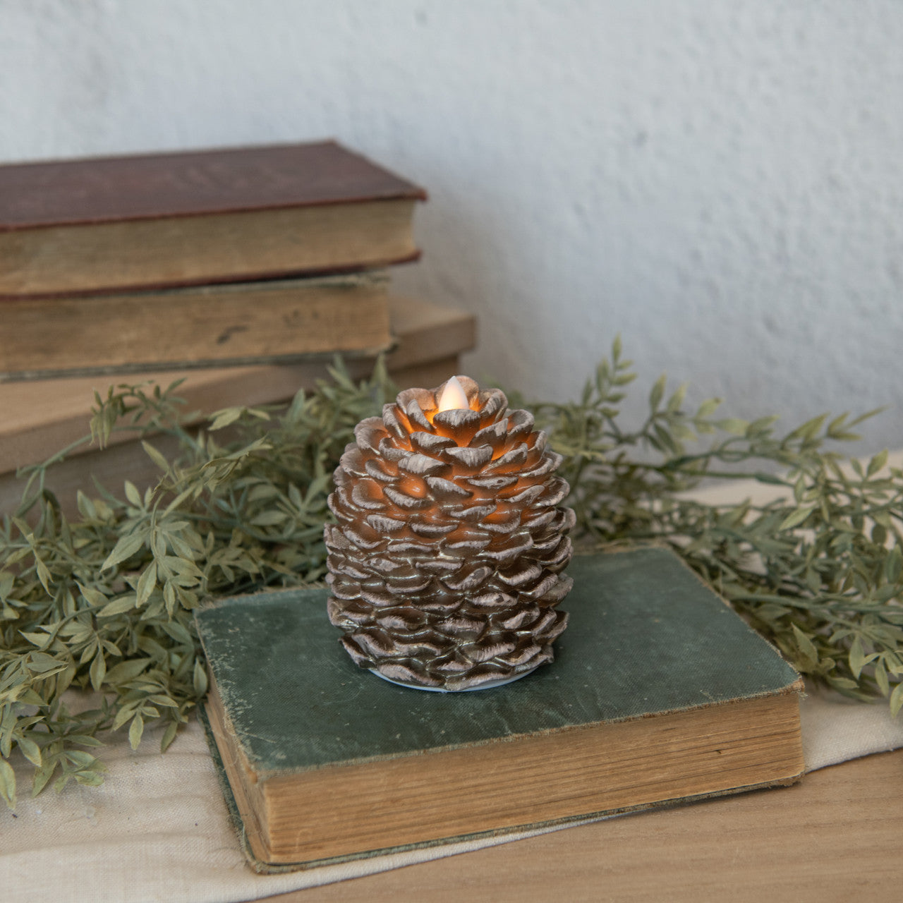 Battery Pinecone Candles - Brown