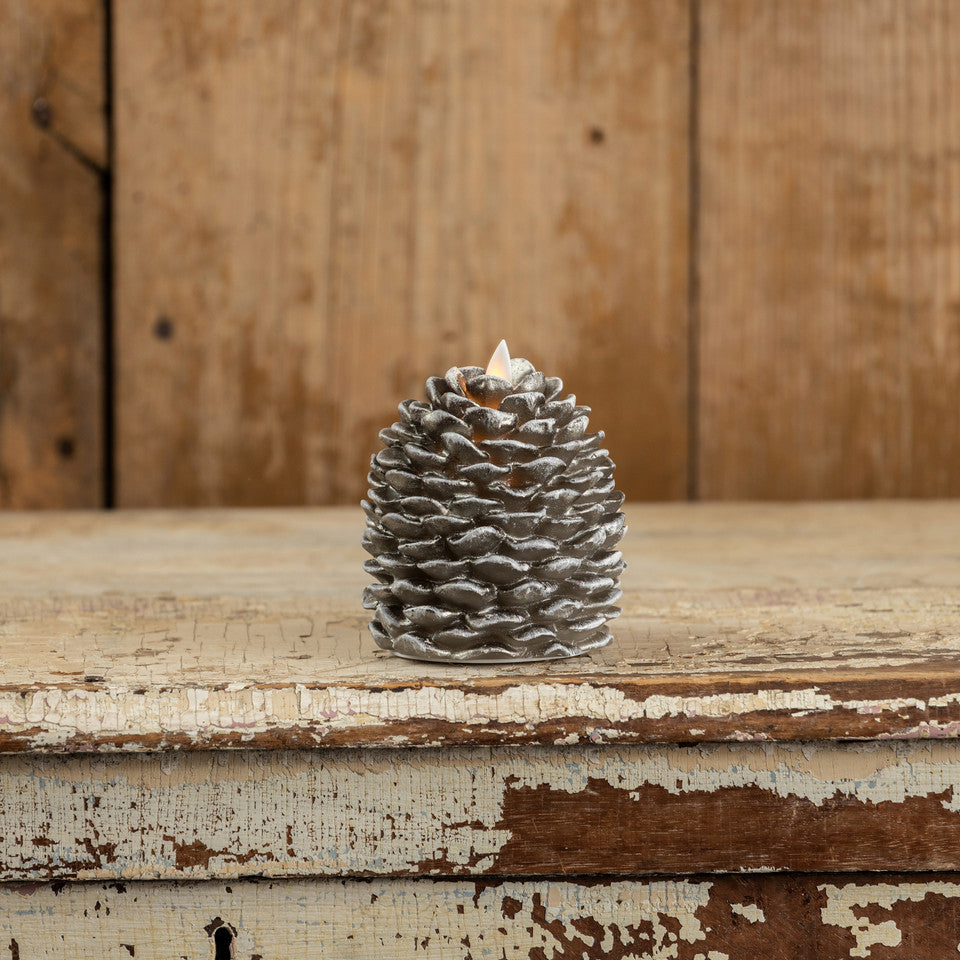 Battery Pinecone Candles - Brown