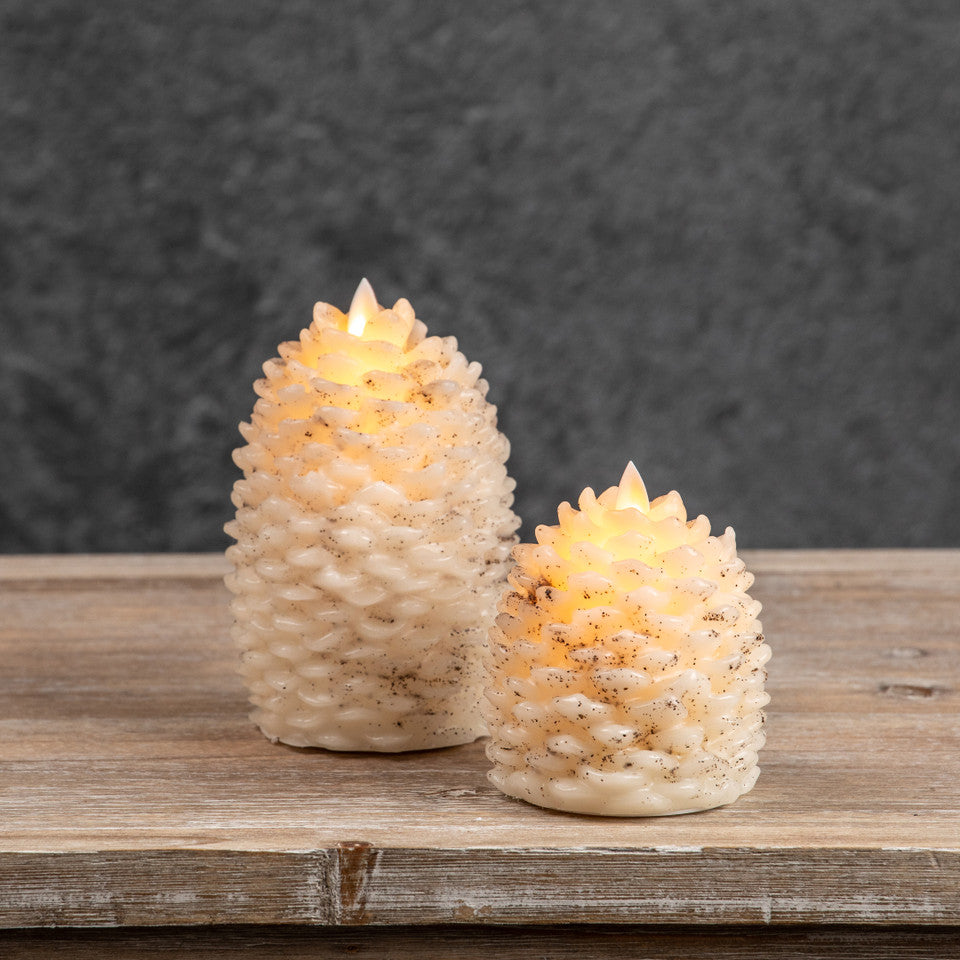 Battery Pinecone Candles - Cream