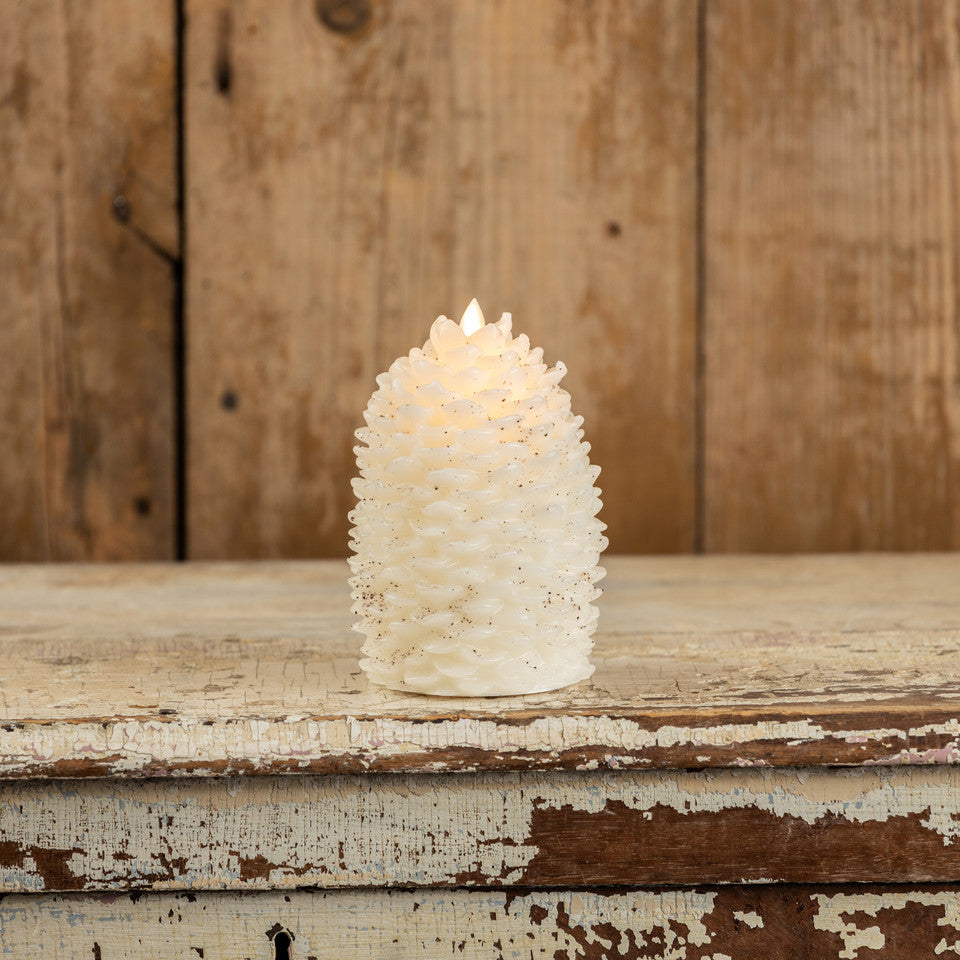 Battery Pinecone Candles - Cream