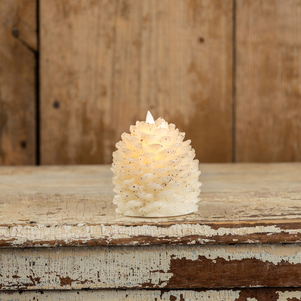 Battery Pinecone Candles - Cream