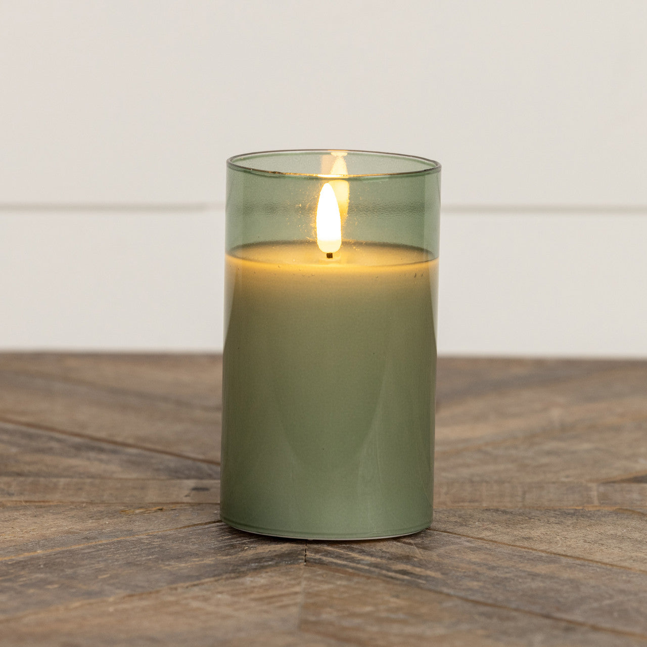 Sage Glass 3D Flame Candle
