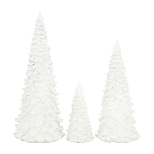 Set of 3 White Resin Christmas Trees