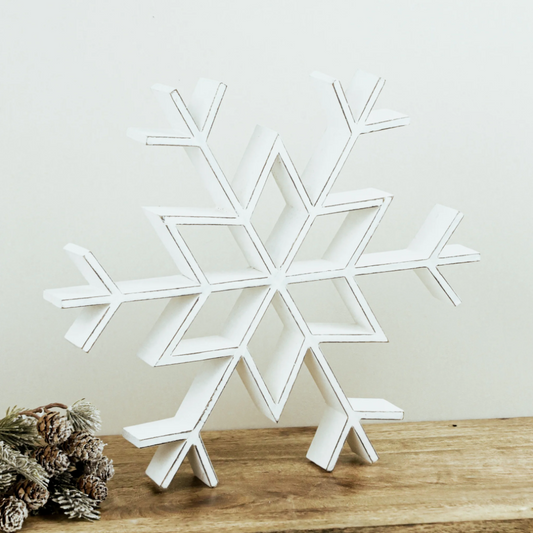 White Wood Snowflake
