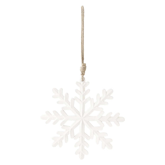 Large White Enamel Snowflake Hanger