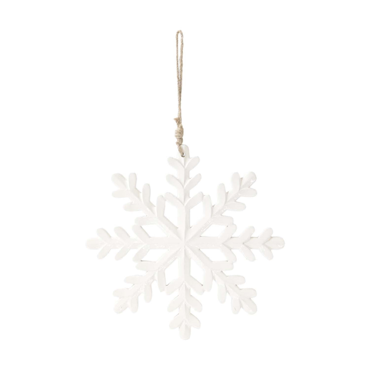 Small White Enamel Snowflake Hanger