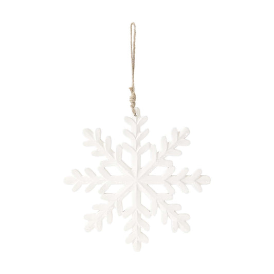 Small White Enamel Snowflake Hanger