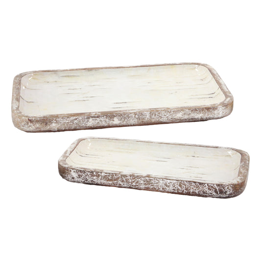 Set of 2 Rectangular Snowflake Trays