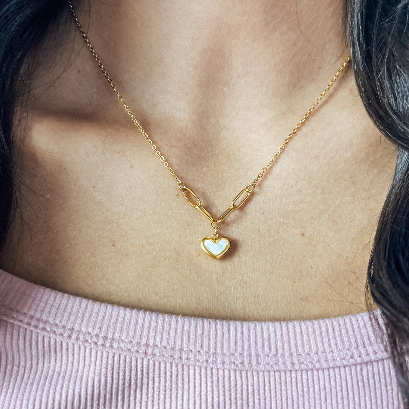 Mother of Pearl Heart Necklace  (ONLINE EXCLUSIVE)