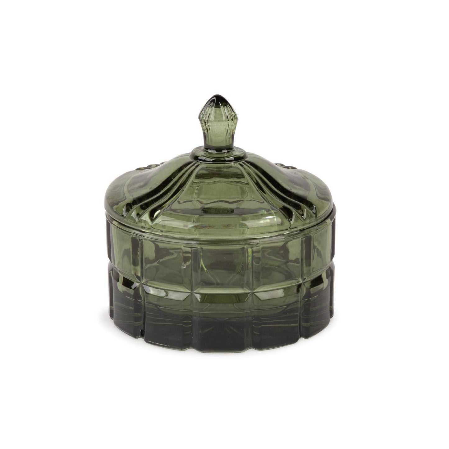 Cottage Bloom Short Green Vintage Glass Vessel