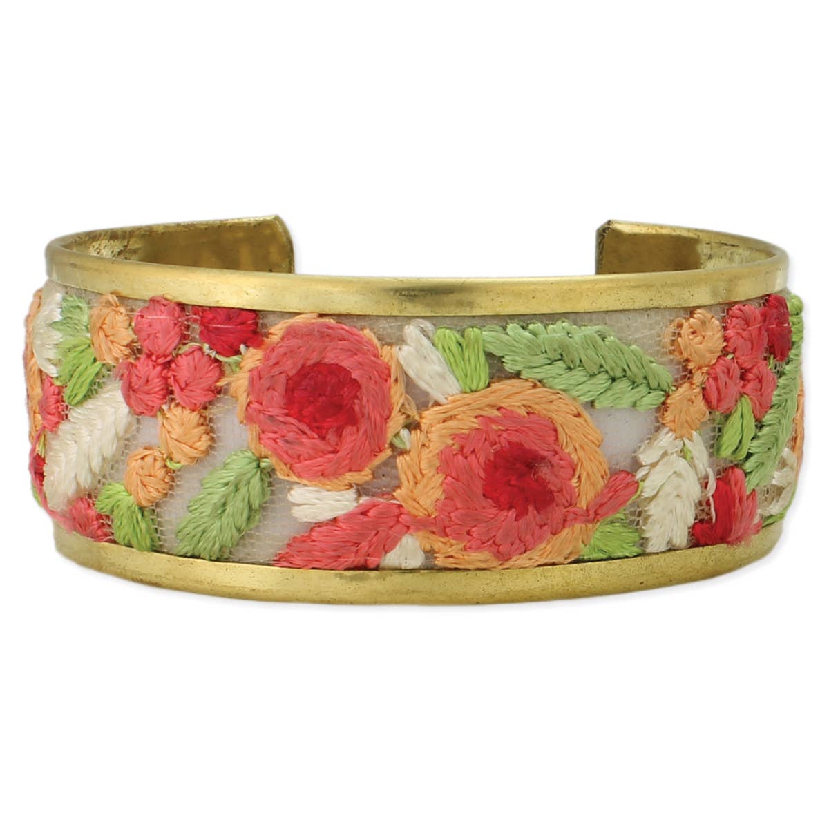 Floral Embroidered Cuff Bracelet