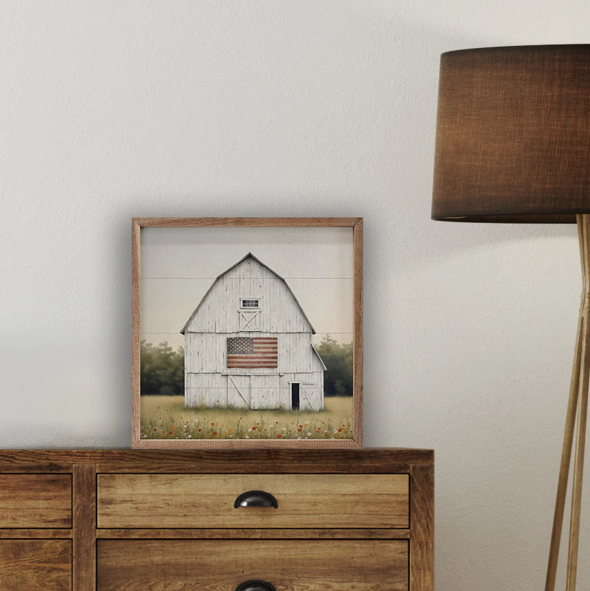 Flag White Barn Framed Print