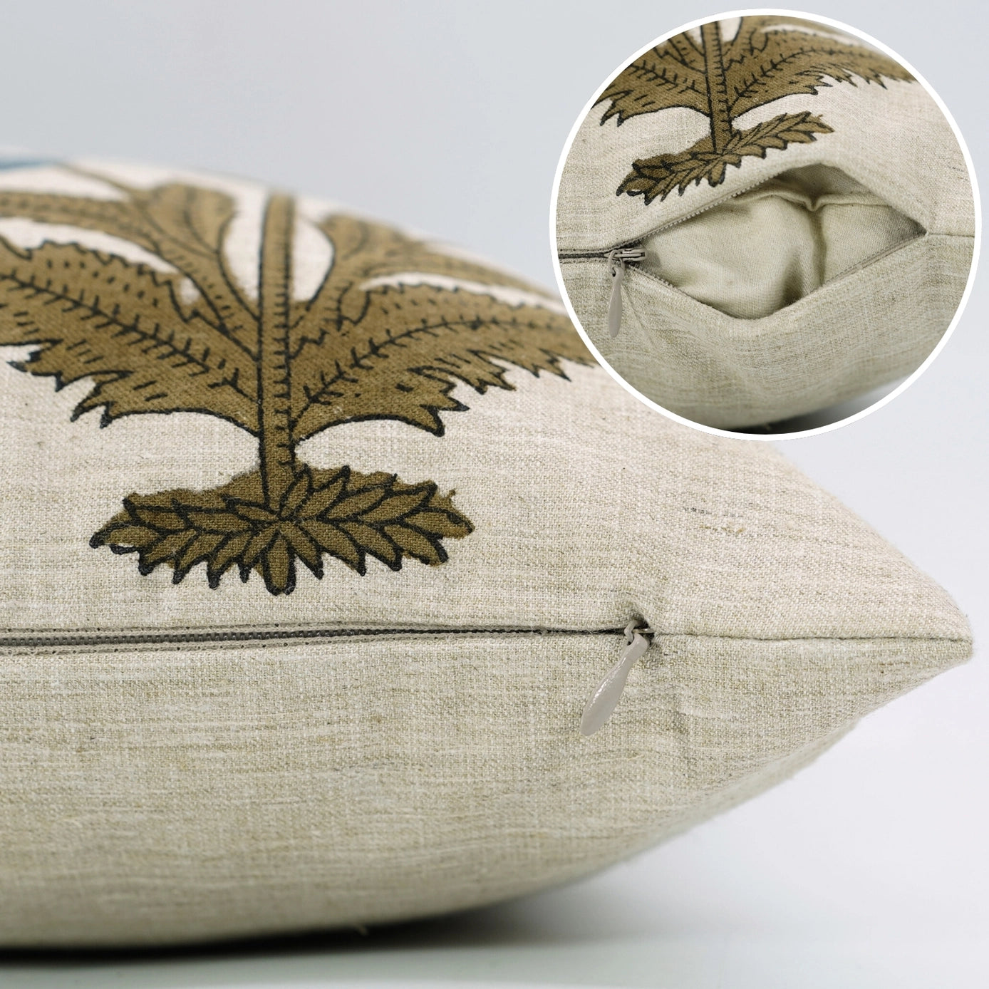 Bohemian Block Blue Floral Linen Pillow Cover (ONLINE EXCLUSIVE)