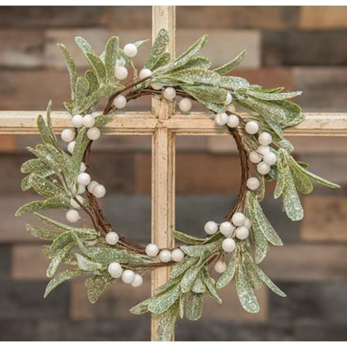 Frosted Mistletoe Wreath 14in