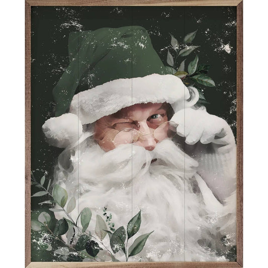 Green Winking Santa Framed Print