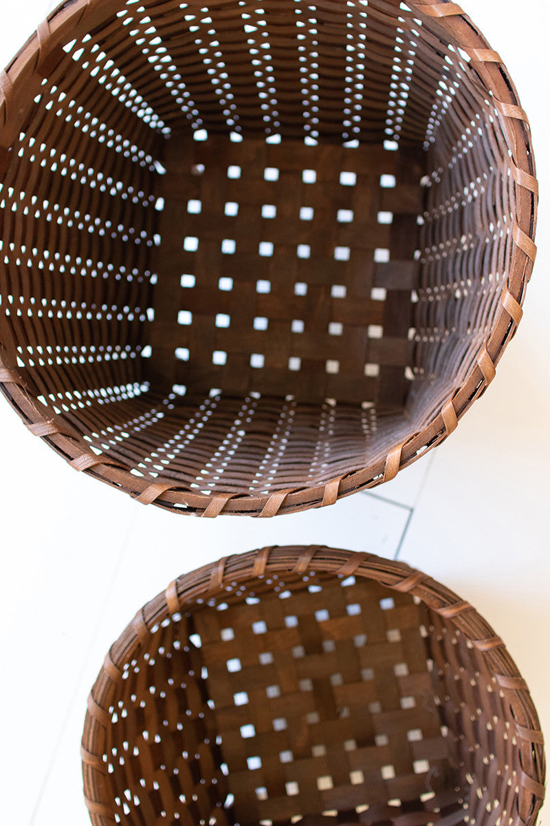 Round Woven Brown Baskets
