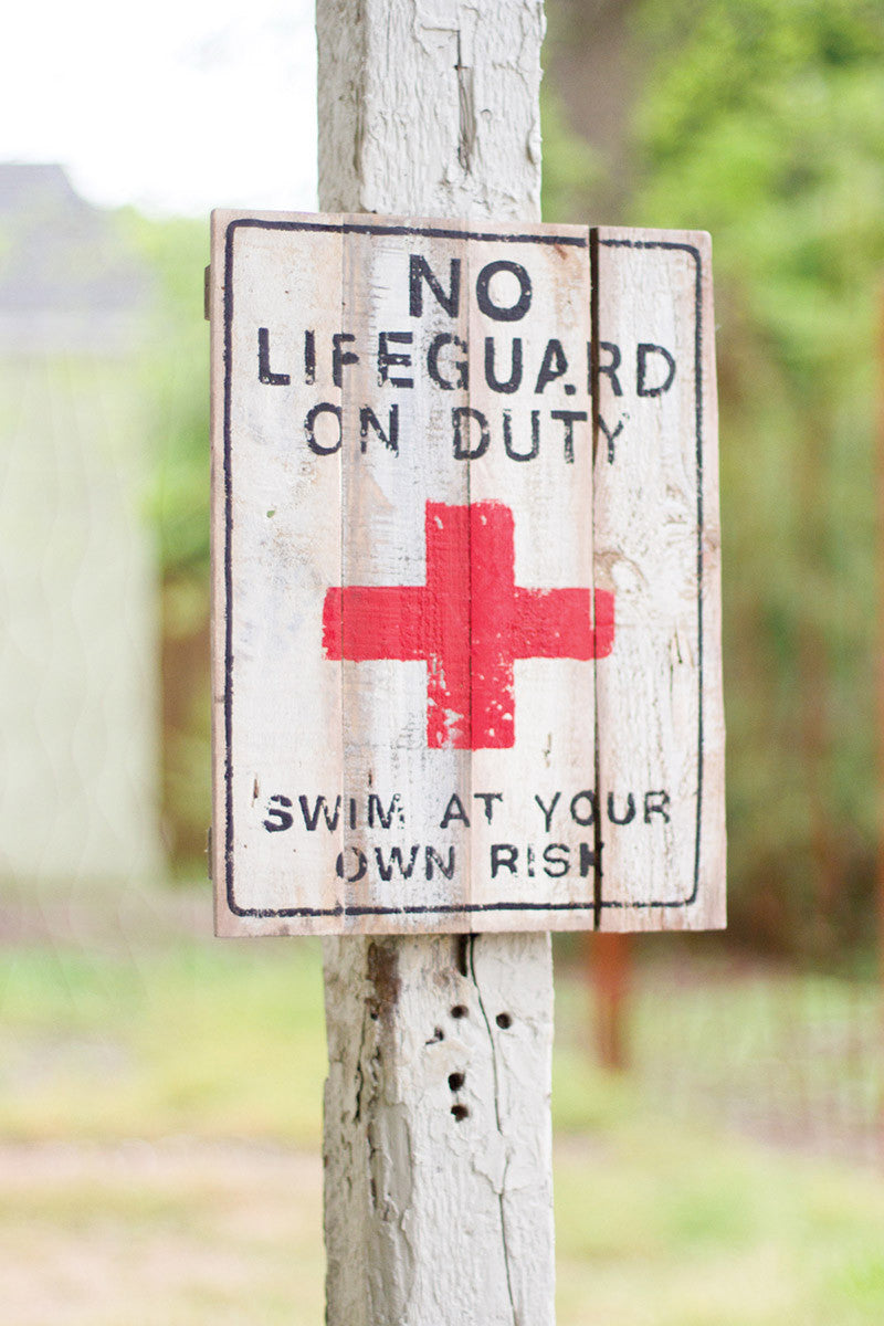 Painted "No Lifeguard" Sign