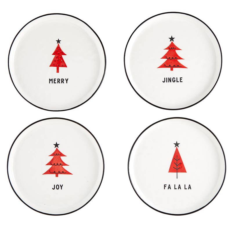 Red Holiday Appetizer Plates - Set of 4